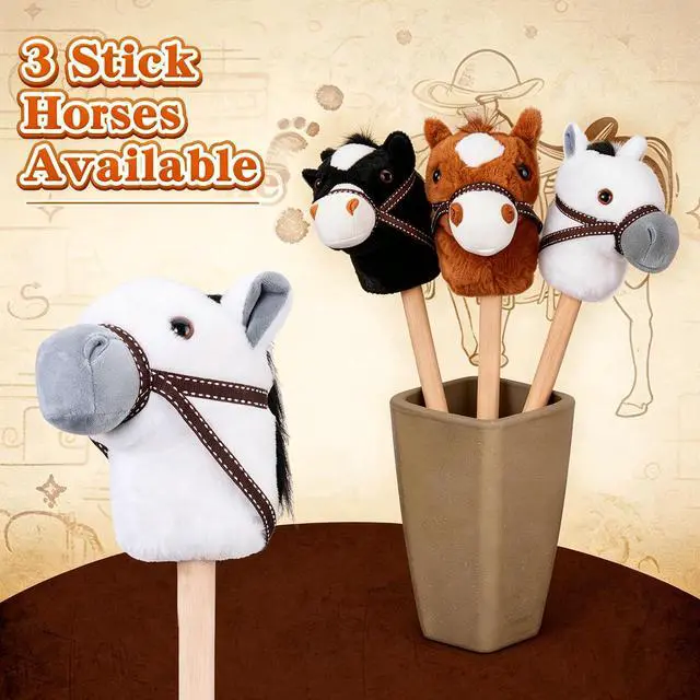 Alt view image 7 of 7 - 3-Piece Detachable Stick Horse Soft-Touch Plush Toy for Kid | Easy Assembly,Perfect for Cowboy Themed Party,Group Play,Family Activities and Decoration