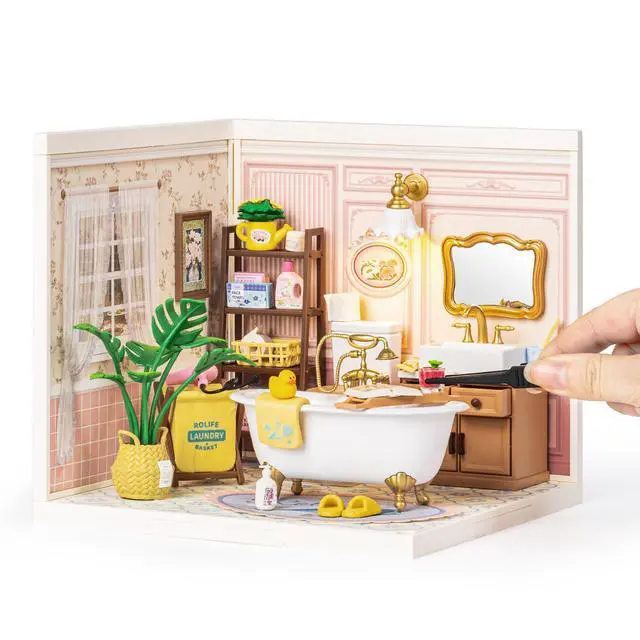 Alt view image 2 of 7 - Super Creator-DIY Plastic Miniature House for Adults, Mini Blocks Model Kit Building Sets, DIY Crafts/Hobbies/Building Blocks Toys for Adults (Pop Bubble Bathroom)