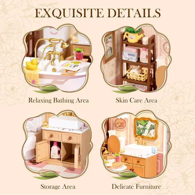 Alt view image 5 of 7 - Super Creator-DIY Plastic Miniature House for Adults, Mini Blocks Model Kit Building Sets, DIY Crafts/Hobbies/Building Blocks Toys for Adults (Pop Bubble Bathroom)