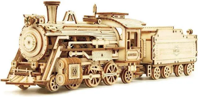 Main image of Model Car Kits Wooden 3D Puzzles Model Building Kits for Adults to Build-Educational Brain Teaser Assembly Model, Desk Decor/DIY Hobbies/Gifts (Prime Steam Express/12.1 * 2.7 * 3.3)