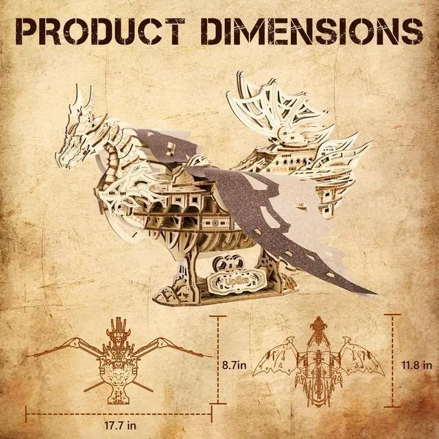 Alt view image 2 of 7 - 3D Wooden Puzzles for Adults: 352pcs Dragon Ship Model Kits for Men - Brain Teaser Wooden Hobby Puzzle Toys - Creative Wooden Model Building Kits for Christmas Birthday Gifts Home Decor