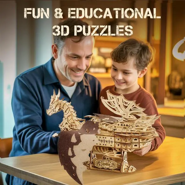 Alt view image 6 of 7 - 3D Wooden Puzzles for Adults: 352pcs Dragon Ship Model Kits for Men - Brain Teaser Wooden Hobby Puzzle Toys - Creative Wooden Model Building Kits for Christmas Birthday Gifts Home Decor