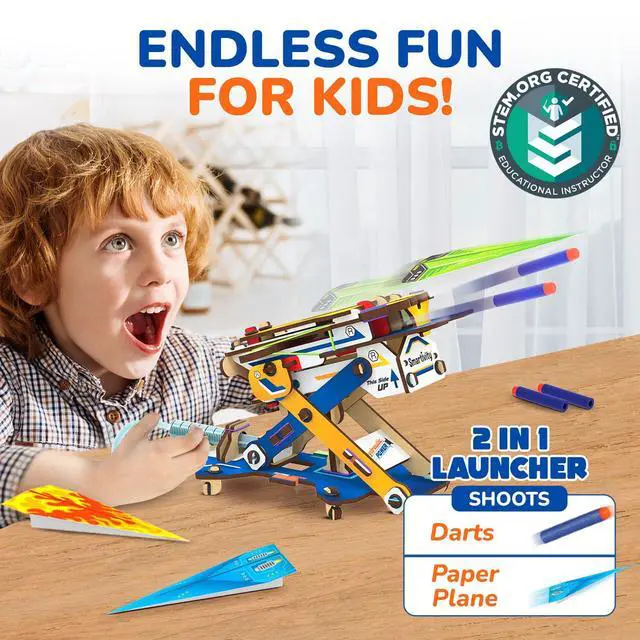 Alt view image 2 of 7 - 2in1 Hydraulic Aeroplane & Dart Launcher for Kids 6-14 | 50+ Amazing Science Experiments | Educational STEM Toy | Birthday Gift for Boys & Girls Ages 4,5,6,7,8 Years