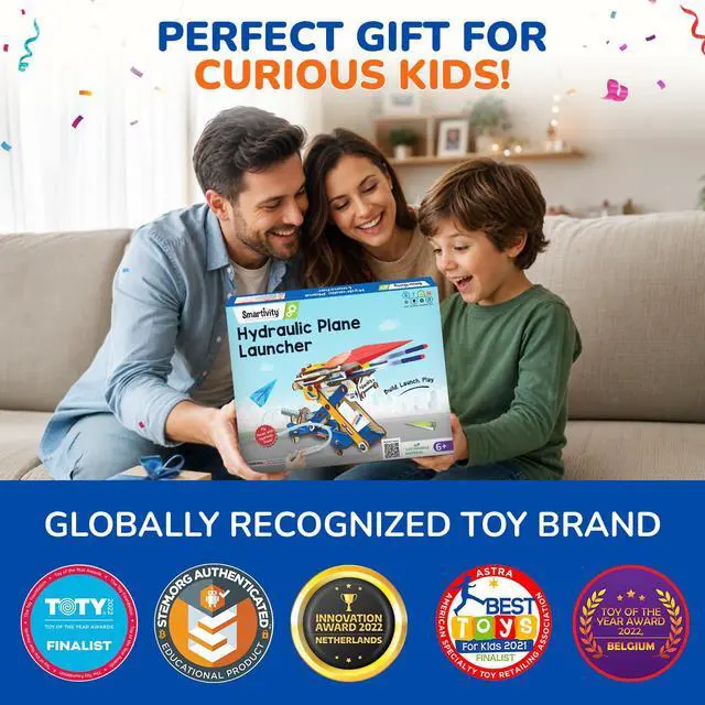 Alt view image 7 of 7 - 2in1 Hydraulic Aeroplane & Dart Launcher for Kids 6-14 | 50+ Amazing Science Experiments | Educational STEM Toy | Birthday Gift for Boys & Girls Ages 4,5,6,7,8 Years