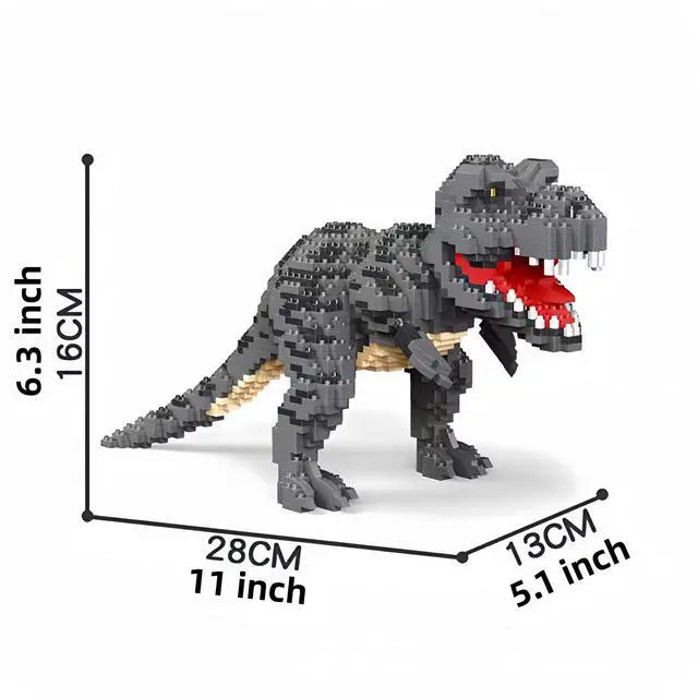 Alt view image 3 of 7 - Dinosaur Building Kit: 1500PCS T-Rex Micro Mini Blocks | Fierce Fangs & Tabby Cat's Docile Vibe - Challenging Dino Puzzle, Engaging Assembly Toy for Home Decor & Hobby Enthusiasts