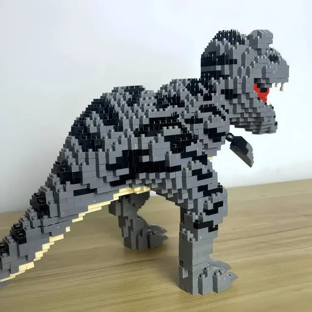 Alt view image 5 of 7 - Dinosaur Building Kit: 1500PCS T-Rex Micro Mini Blocks | Fierce Fangs & Tabby Cat's Docile Vibe - Challenging Dino Puzzle, Engaging Assembly Toy for Home Decor & Hobby Enthusiasts