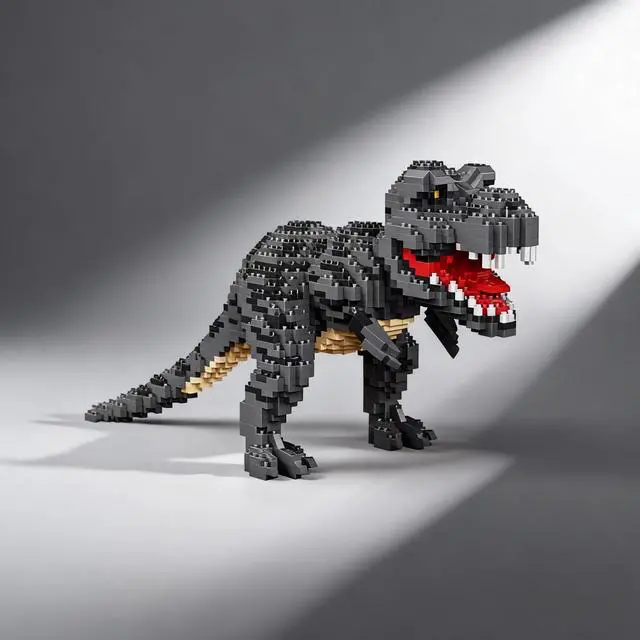 Alt view image 7 of 7 - Dinosaur Building Kit: 1500PCS T-Rex Micro Mini Blocks | Fierce Fangs & Tabby Cat's Docile Vibe - Challenging Dino Puzzle, Engaging Assembly Toy for Home Decor & Hobby Enthusiasts