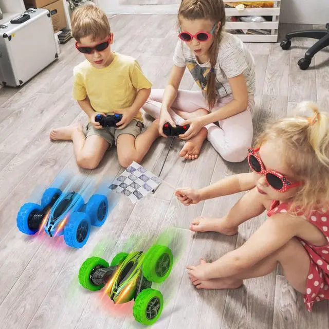 Alt view image 7 of 7 - 2PACK RC Stunt Car Watch Gesture Sensor Car 4WD Double Sided 360 Degree Rotating Tumbling Rechargeable Car High Speed 2.4GHZ Off Road Hobby RC Toy Cars for Xmas Birthday Gift Adults,Kids (Blue/Green)