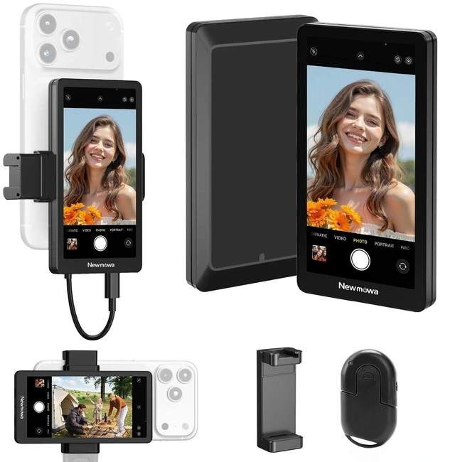 Main image of Magnetic Phone Clip Selfie Monitor Screen for iPhone, 4K/1080P | Selfie Monitor Screen iPhone, 4K 30fps Wired, 1080P Wireless Recording, TikTok, YouTube, Live Stream, Vlog, Content Creator