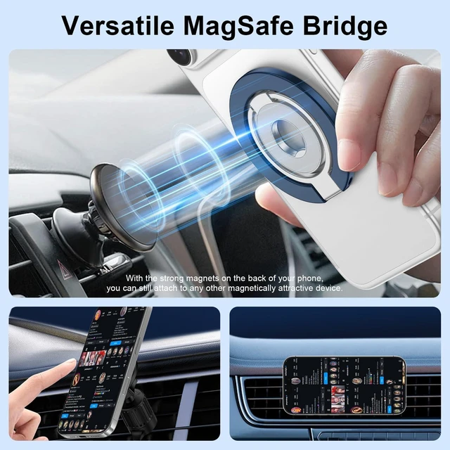 Alt view image 3 of 7 - Magnetic Ring Holder for MagSafe Case Dual-Side Magnet Phone Grip Kickstand Removable Gym Finger Grip Loop for iPhone Air/17/16/15/18 Pro Max MagSafe Case All Phones Compatible with Magnetic Car Mount