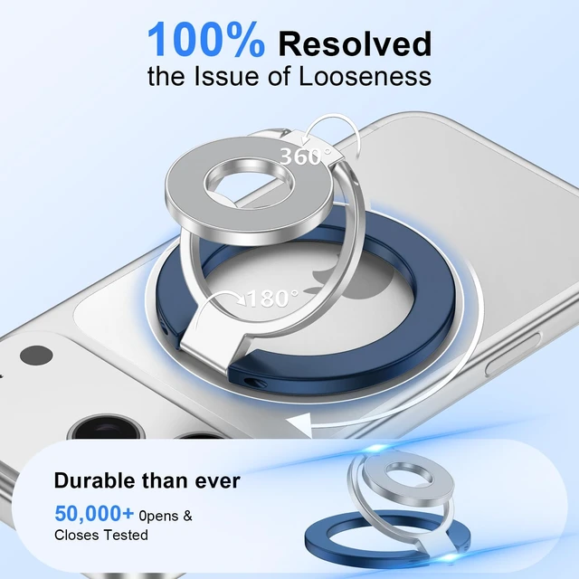 Alt view image 4 of 7 - Magnetic Ring Holder for MagSafe Case Dual-Side Magnet Phone Grip Kickstand Removable Gym Finger Grip Loop for iPhone Air/17/16/15/18 Pro Max MagSafe Case All Phones Compatible with Magnetic Car Mount