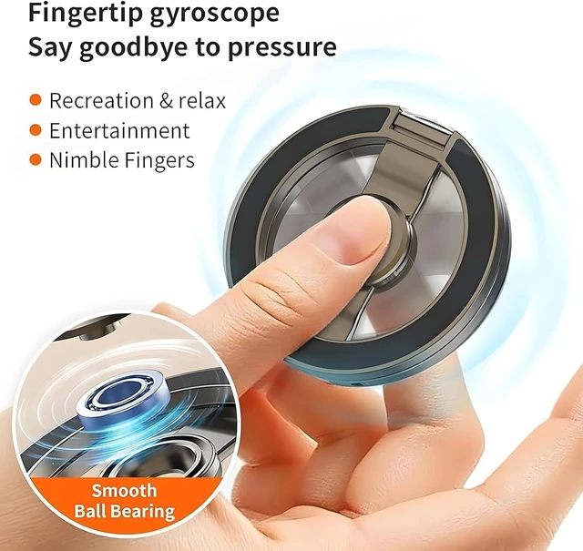 Alt view image 3 of 6 - Magnetic Phone Stand & Fidget Spinner Combo, 2-in-1 Foldable Phone Holder with Dual Magnetic Rings, 360° Rotation 270° Flip,Strong Compatible Stand for MagSafe,Desk, Car, Gym (Gunmetal)