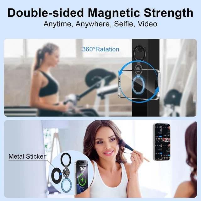 Alt view image 2 of 7 - Magnetic Phone Ring Holder Fidget Spinner for MagSafe Case Phone Grip Stand Foldable Magnetic Finger Ring Grip Dual Sided Kickstand for iPhone 17 18 Pro Max 17e 16e 16 Pro Max Samsung Galaxy S26 Ultra