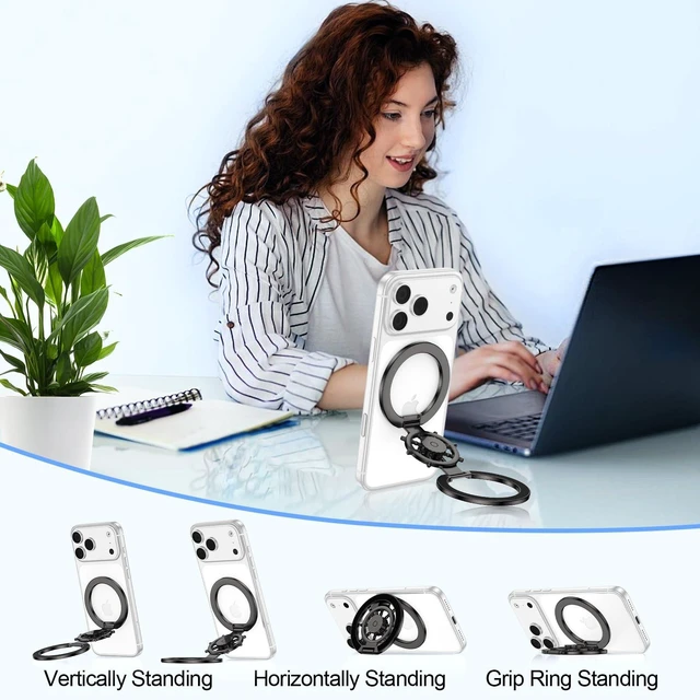 Alt view image 7 of 7 - Magnetic Phone Ring Holder Fidget Spinner for MagSafe Case Phone Grip Stand Foldable Magnetic Finger Ring Grip Dual Sided Kickstand for iPhone 17 18 Pro Max 17e 16e 16 Pro Max Samsung Galaxy S26 Ultra
