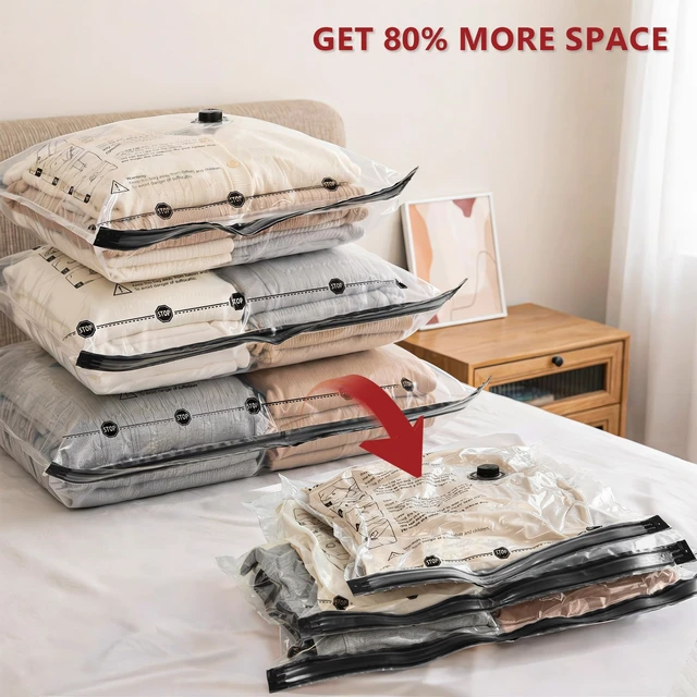Alt view image 3 of 7 - Travel Vacuum Bags for Clothing with Cordless Pump 18 Combo, Clear | Compression Packing Cubes Organizer Storage for Luggage Suitcase, Space Saver Seal Bags for Vacation Cruise