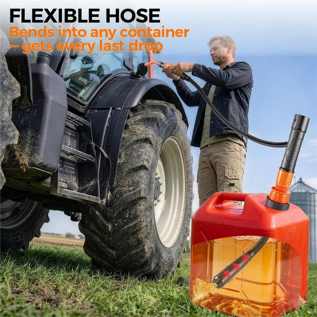 Alt view image 5 of 7 - Fuel Transfer Pump Battery Powered, 15000mAh Cordless Gas Can Pump | Rechargeable Electric Pump for Gasoline, Diesel, Kerosene & Water with Trigger Lock, LED, Flexible Hose & 3 Adapters