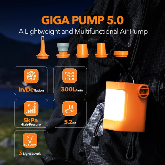 Alt view image 2 of 7 - Portable air Pump with 3600mAH Battery 5kPa Air Pump for Inflatables Rechargeable Pump Quick Inflate Deflate for air Mattress with Camping Light Ultra Air Mattress Pump for Pool Floats