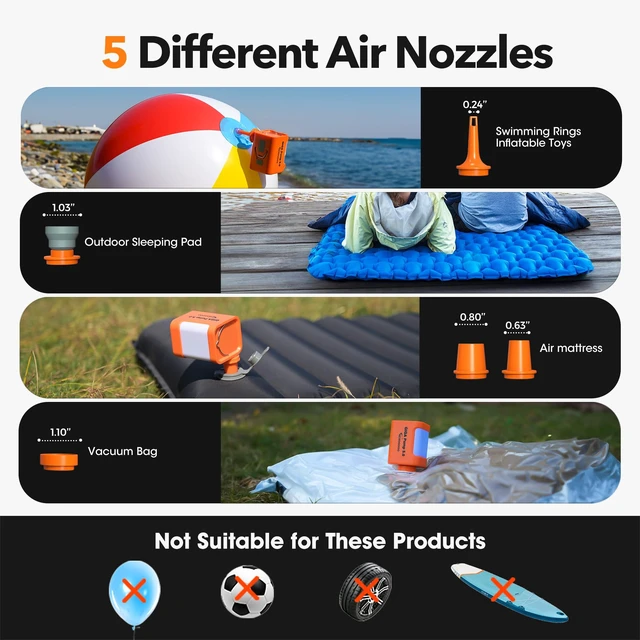 Alt view image 6 of 7 - Portable air Pump with 3600mAH Battery 5kPa Air Pump for Inflatables Rechargeable Pump Quick Inflate Deflate for air Mattress with Camping Light Ultra Air Mattress Pump for Pool Floats
