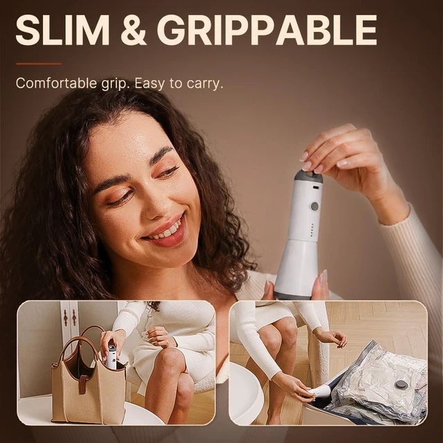 Alt view image 6 of 7 - Travel Vacuum Bags with Rechargeable Pump, Carry-On Space Saver | See Contents Easily with Transparent Bags, 1500mAh Pump Compresses 90+ Bags, Carry-On Size for Easy Travel Packing