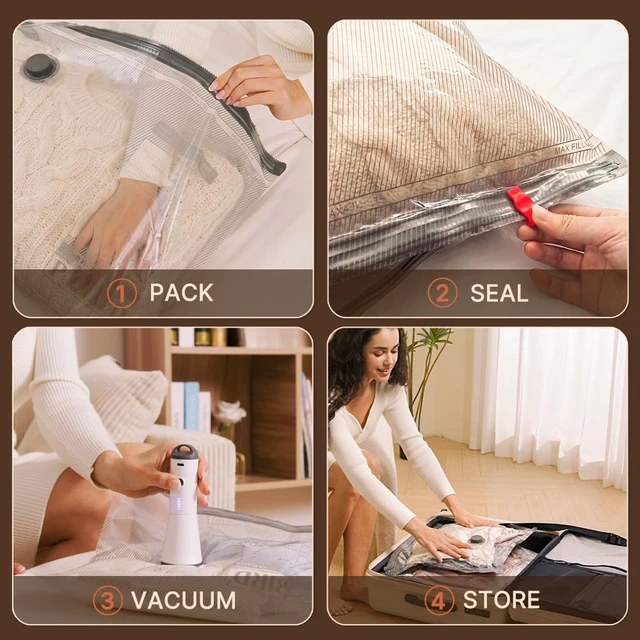 Alt view image 7 of 7 - Travel Vacuum Bags with Rechargeable Pump, Carry-On Space Saver | See Contents Easily with Transparent Bags, 1500mAh Pump Compresses 90+ Bags, Carry-On Size for Easy Travel Packing