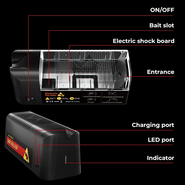 Alt view image 7 of 7 - Electronic Mouse Trap 2 Pack Electric Mouse Trap Zapper for Indoor Use, Reusable Rodent Trap, No Touch No See, Effective Mice & Mouse Control