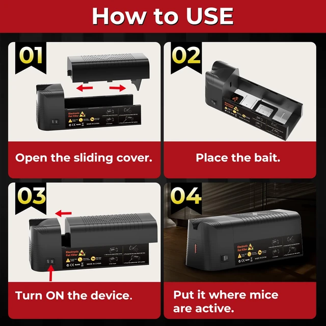 Alt view image 5 of 7 - Electronic Mouse Trap 2 Pack Electric Mouse Trap Zapper for Indoor Use, Reusable Rodent Trap, No Touch No See, Effective Mice & Mouse Control