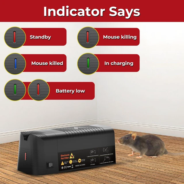 Alt view image 6 of 7 - Electronic Mouse Trap 2 Pack Electric Mouse Trap Zapper for Indoor Use, Reusable Rodent Trap, No Touch No See, Effective Mice & Mouse Control