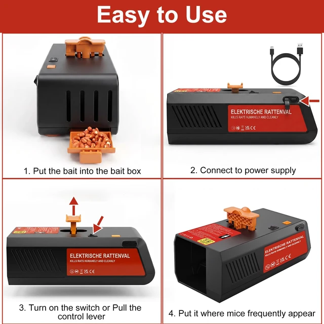 Alt view image 4 of 6 - Electric Rat & Mouse Trap Indoor Outdoor, High-Voltage Electronic Mouse Trap Zapper with Anti-Escape Baffle, No-Touch Disposal, Reusable Rat Killer for Home, Kitchen, Garage, Office, Warehouse