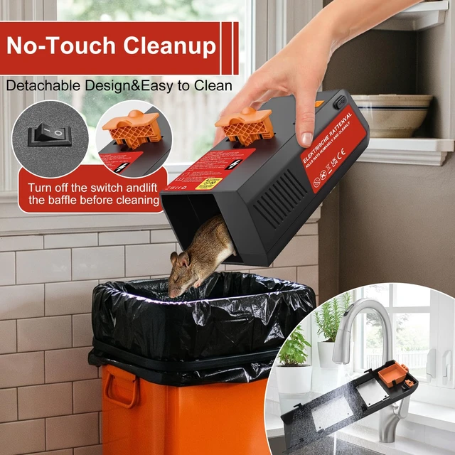 Alt view image 5 of 6 - Electric Rat & Mouse Trap Indoor Outdoor, High-Voltage Electronic Mouse Trap Zapper with Anti-Escape Baffle, No-Touch Disposal, Reusable Rat Killer for Home, Kitchen, Garage, Office, Warehouse