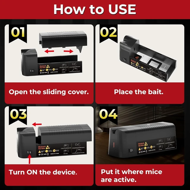 Alt view image 7 of 7 - Electric Rat Trap for Home, Effective Humane Indoor Rats Killer, Mice Zapper, Upgraded Rat Traps, Instantly Kill Rodent with Powerful Voltage