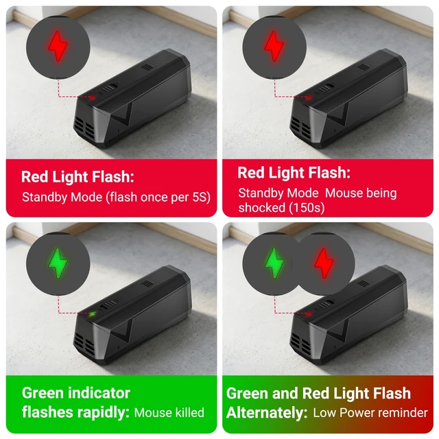 Alt view image 5 of 7 - Electric Mouse Traps Indoor for Home, Reusable No-Touch Electronic Mouse Trap Zapper with Powerful Voltage Effectively Kills Mice in Living Rooms, Kitchens, Garages, and More