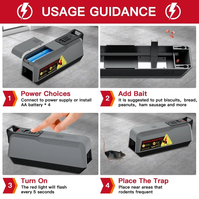 Alt view image 4 of 7 - Electronic Mouse Trap Electric Mouse Trap Zapper for Indoor Use, Reusable Rodent Trap, No Touch No See, Effective Mice & Mouse Control