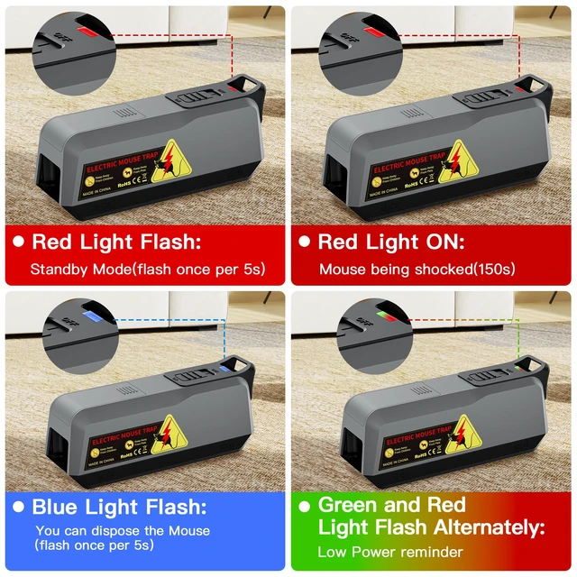 Alt view image 5 of 7 - Electronic Mouse Trap Electric Mouse Trap Zapper for Indoor Use, Reusable Rodent Trap, No Touch No See, Effective Mice & Mouse Control