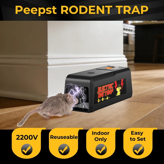 Alt view image 2 of 7 - Electronic Mouse Trap 2 Pack Electric Mouse Trap Zapper for Indoor & Outdoor Use, Reusable Rodent Trap, No Touch No See, Effective Mice & Mouse Control