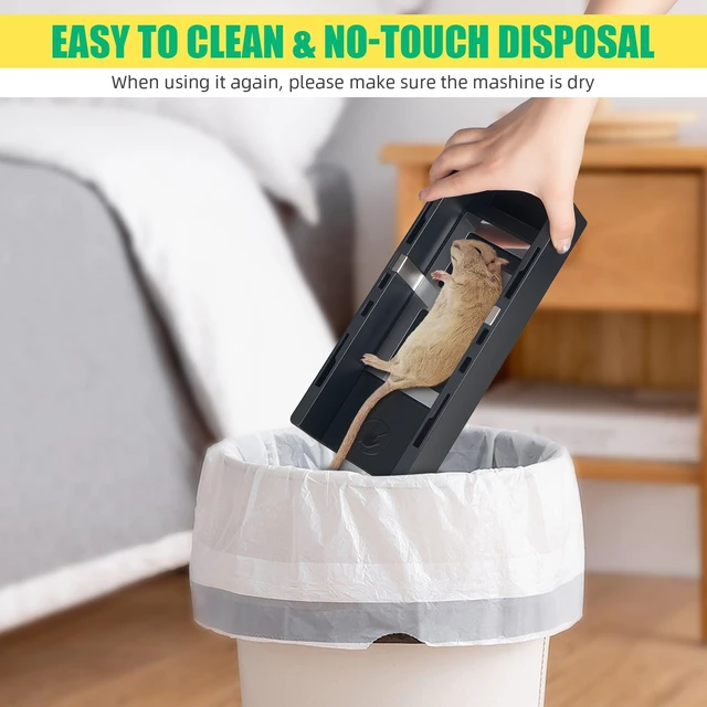 Alt view image 6 of 7 - Electric Mouse Traps Indoor for Home, No-Touch Rodent Trap with Powerful Voltage for House, Living Rooms, Kitchens, Garages, Reusable Rat Trap Zapper for Mice Chipmunks Rats(Black)