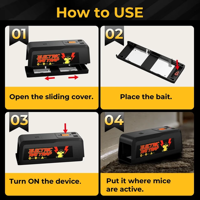 Alt view image 4 of 7 - Electronic Mouse Trap 2 Pack Electric Mouse Trap Zapper for Indoor & Outdoor Use, Reusable Rodent Trap, No Touch No See, Effective Mice & Mouse Control