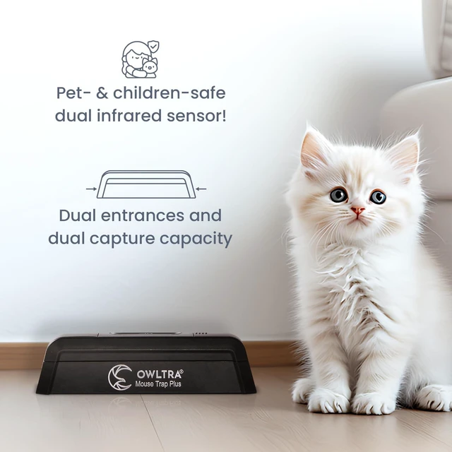 Alt view image 3 of 7 - EMZ Plus Indoor Electric Mouse Trap, Instant Kill Rodent Zapper with Dual Entrances and Pet Safe Trigger, Black