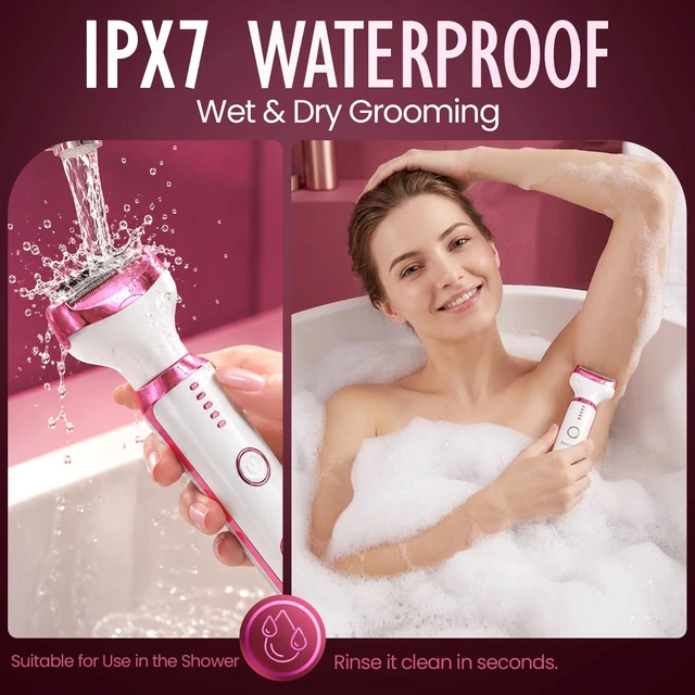Alt view image 5 of 7 - Electric Razors or Women Men, 2026 Wet/Dry Lady Electric Shaver,4 in 1 LED Display Hair Remover with IPX7 Waterproof,Smooth & Silky Portable Bikini Electric Grooming Set (Pink)