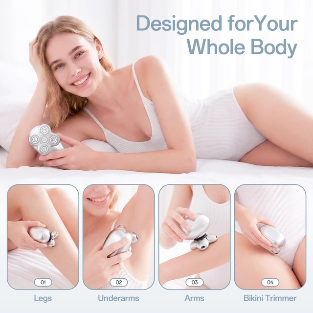 Alt view image 3 of 4 - 5-in-1 Electric Razors for Women Legs, Waterproof Wet/Dry, Portable Electric Shavers for Full Body, Rechargeable Hair Remover for Lady