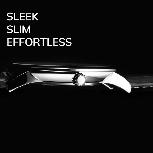 Alt view image 3 of 7 - Mens Watch Black Dial Dress Watch 40mm, Ultra Slim Mens Watch Black Leather Strap, Quartz Analog Mens Wrist Watch, Classic Minimalist Watch for Men