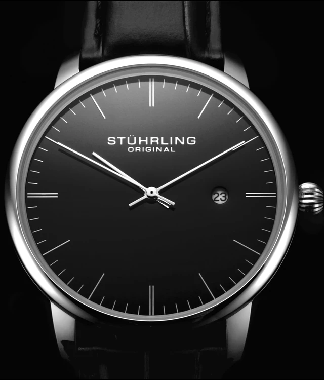 Alt view image 2 of 7 - Mens Watch Black Dial Dress Watch 40mm, Ultra Slim Mens Watch Black Leather Strap, Quartz Analog Mens Wrist Watch, Classic Minimalist Watch for Men