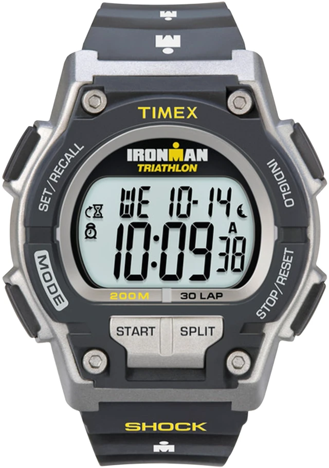 Main image of Men's Ironman Triathlon Endure 30 Shock 42mm Watch Black & Gray Case Yellow Accents with Black Resin Strap