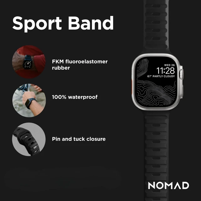 Alt view image 2 of 7 - Sport Band | Black Apple watch ultra 2 band, Designed to give your Apple Watch a modern and athletic look for intense workouts and everyday wear, Compatible with New Series 12, Ultra 1-4, Series 1-11
