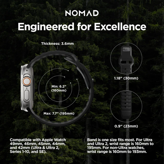 Alt view image 4 of 7 - Sport Band | Black Apple watch ultra 2 band, Designed to give your Apple Watch a modern and athletic look for intense workouts and everyday wear, Compatible with New Series 12, Ultra 1-4, Series 1-11