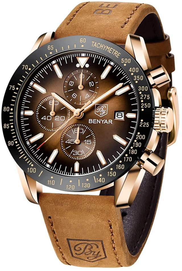 Main image of Watch for Men Analog Quartz Watch Waterproof Luminous Designer Mens Wrist Watches Business Work Sport Casual Dress Watch with Chronograph Silicone Strap Elegant Gifts for Men