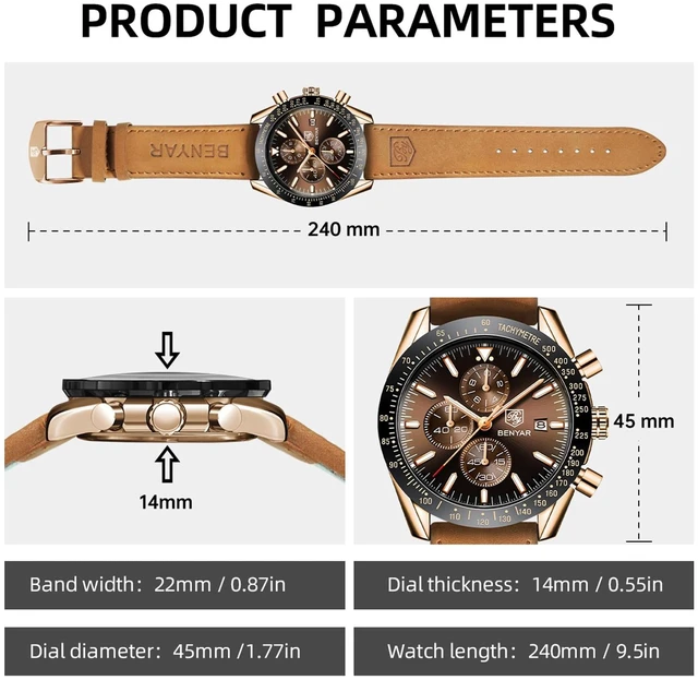 Alt view image 6 of 7 - Watch for Men Analog Quartz Watch Waterproof Luminous Designer Mens Wrist Watches Business Work Sport Casual Dress Watch with Chronograph Silicone Strap Elegant Gifts for Men