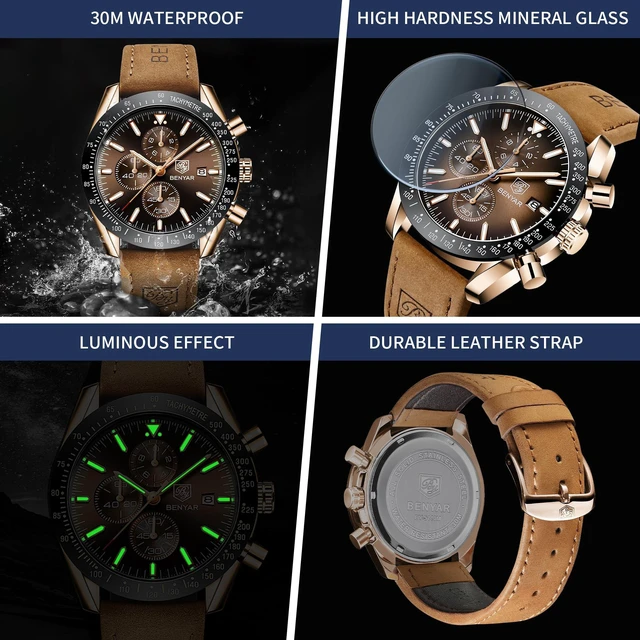 Alt view image 5 of 7 - Watch for Men Analog Quartz Watch Waterproof Luminous Designer Mens Wrist Watches Business Work Sport Casual Dress Watch with Chronograph Silicone Strap Elegant Gifts for Men