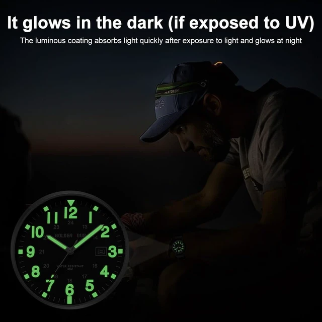 Alt view image 5 of 7 - Men's Nylon Slip-Thru Strap Watch with Military Time Easy Read Dial Glowing Hands in Black