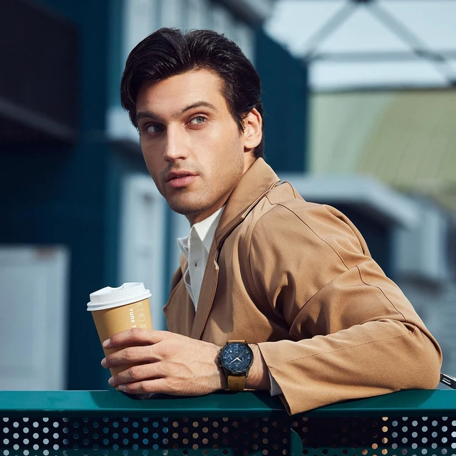Alt view image 2 of 7 - Men's Chronograph Waterproof Luminous Date Watches Stainless Steel Bracelet Large Dial Classic Business Fashion Analogue Quartz Watches Elegant Gift for Men, Brown Black Blue, Men, Casual