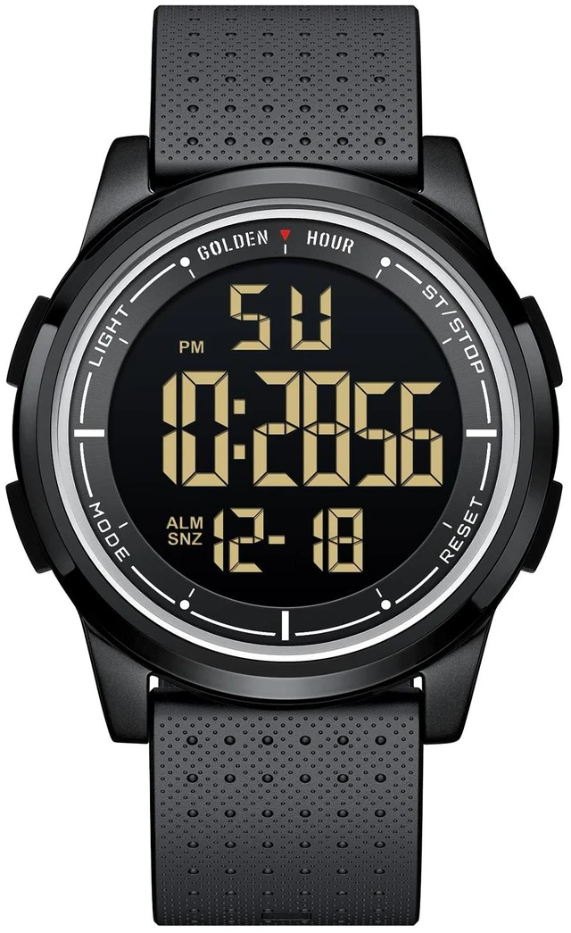 Main image of Ultra-Thin Minimalist Sports Waterproof Digital Watches Men with Wide-Angle Display Rubber Strap Wrist Watch for Men Women in Black